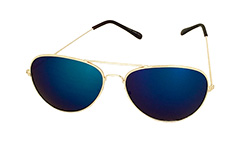 Kullanväriset Aviator -lasit sinisillä peililinsseillä - Design nr. 3231